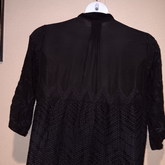 Johnny Was Black Lace Button-Up Mini Dress Size L - Picture 5 of 7
